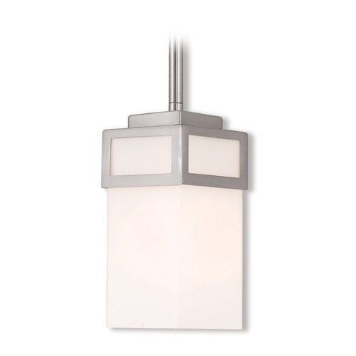 Livex Lighting Livex Lighting Harding Brushed Nickel Mini-Pendant Light with Rectangle Shade 40191-91
