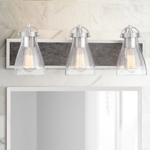 Garrison Brushed Nickel with Shale Wood Bathroom Light by Minka Lavery