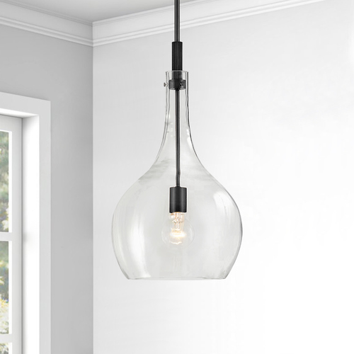 Hinkley Ziggy 12-Inch Pendant in Black with Clear Glass 4457BK-CL