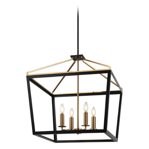 Matteo Lighting Mavonshire Black & Aged Gold Brass Pendant Light
