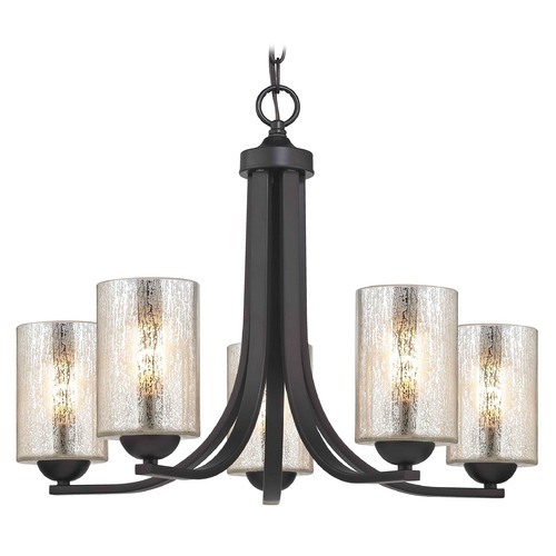 Dalton 5-Light Chandelier in Bronze with Mercury Cylinder Glass