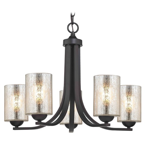 Design Classics Lighting Dalton 5-Light Chandelier in Bronze with Mercury Cylinder Glass 584-220 GL1039C