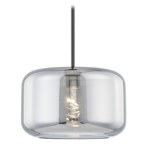Fest Neuvelle Bronze Mini-Pendant Light with Large Transparent Smoke Drum Glass