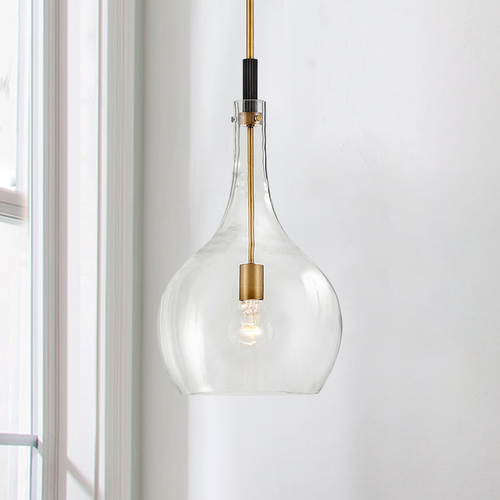 Hinkley Ziggy 12-Inch Pendant in Heritage Brass with Clear Glass 4457HB-CL