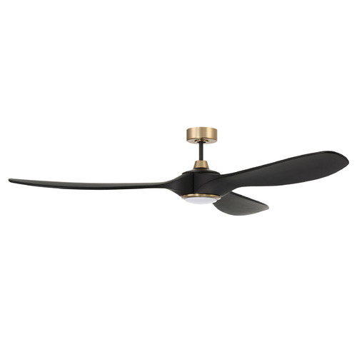 Envy 84 Flat Black & Satin Brass LED Ceiling Fan by Craftmade Lighting