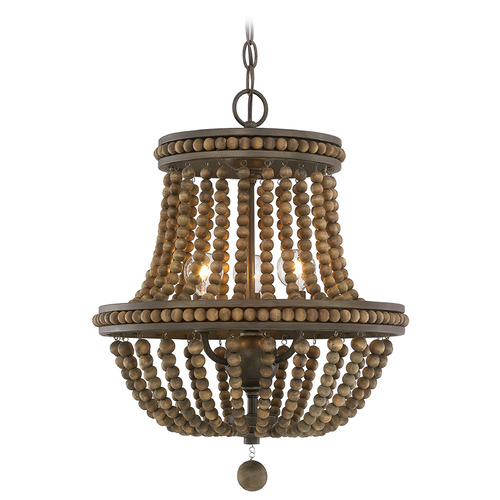 Handley 3-Light Beaded Chandelier in Tobacco by Capital Lighting