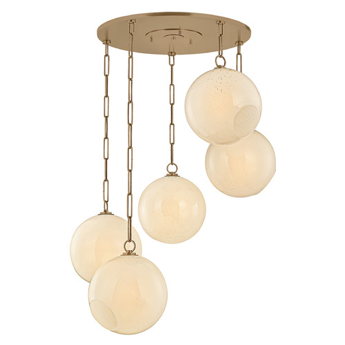 Troy Lighting Bramble Patina Brass LED Multi-Light Pendant with Globe Shade