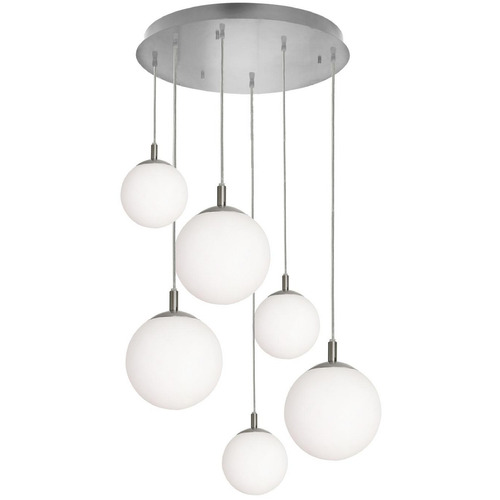 Afx Lighting Loretto Satin Nickel Multi-Light Pendant with Globe Shade