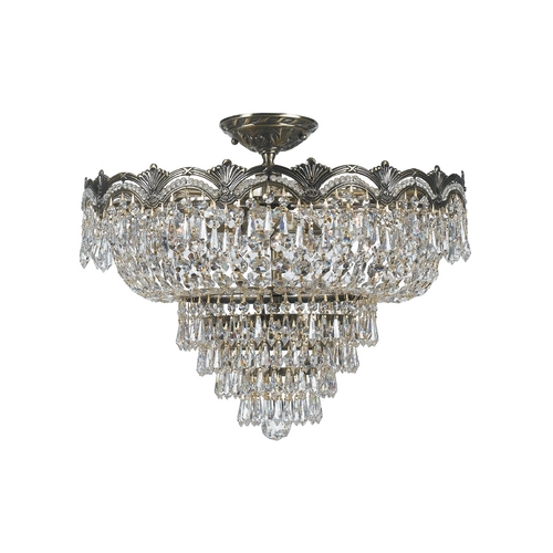 Crystorama Lighting Crystal Semi-Flushmount Light in Historic Brass Finish 1485-HB-CL-S