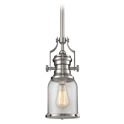 Elk Lighting Elk Lighting Chadwick Satin Nickel Mini-Pendant Light with Bowl / Dome Shade 67742-1