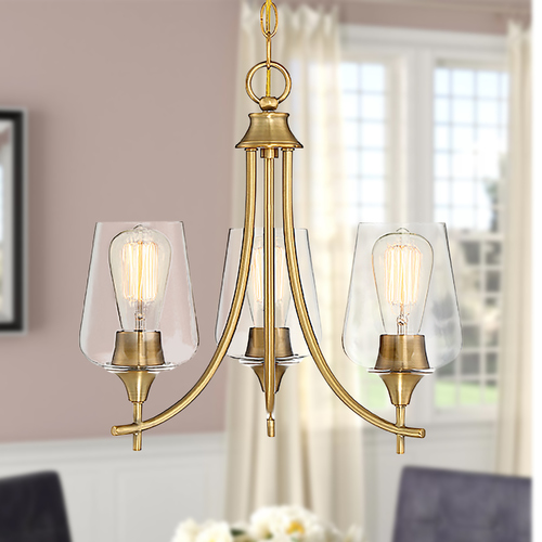 Savoy House Octave 18-Inch Mini Chandelier in Warm Brass with Clear Glass 1-4031-3-322