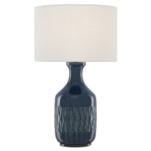 Currey and Company Lighting Currey and Company Samba Ocean Blue Table Lamp with Drum Shade 6000-0515