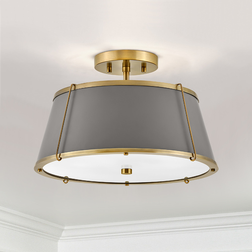 Clarke 15-Inch Semi-Flush Lacquered Dark Brass by Hinkley Lighting