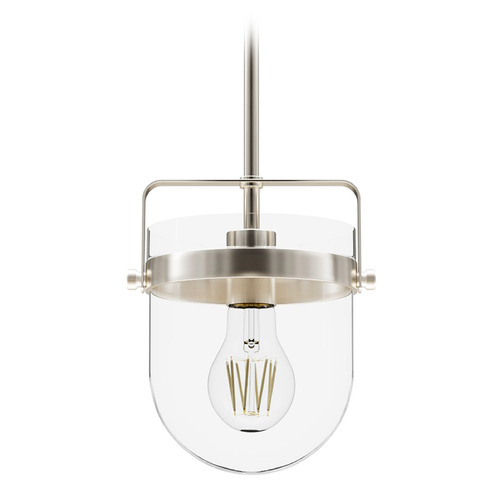 Hunter Fan Company Karloff Brushed Nickel Mini-Pendant Light with Bowl / Dome Shade