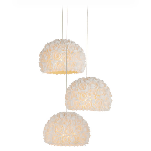 Currey and Company Virtu Silver Multi-Light Pendant with Bowl / Dome Shade