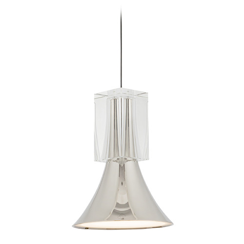 Kuzco Lighting Floe Polished Nickel & Clear Crystal LED Mini-Pendant Light with Bell Shade