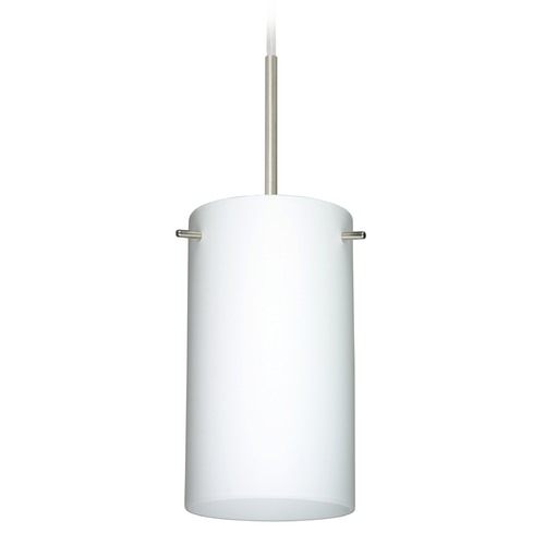 Besa Lighting Stilo Satin Nickel Mini-Pendant Light with Cylindrical Shade