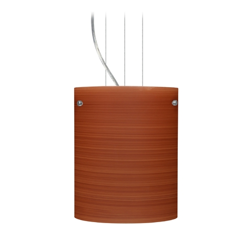 Besa Lighting Modern Pendant Light Brown Glass Satin Nickel by Besa Lighting 1KG-4006CH-SN