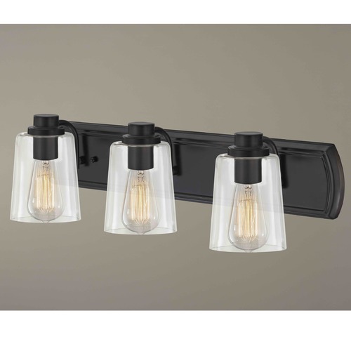 Transitional 3-Light Bath Wall Light with Clear Glass in Bronze