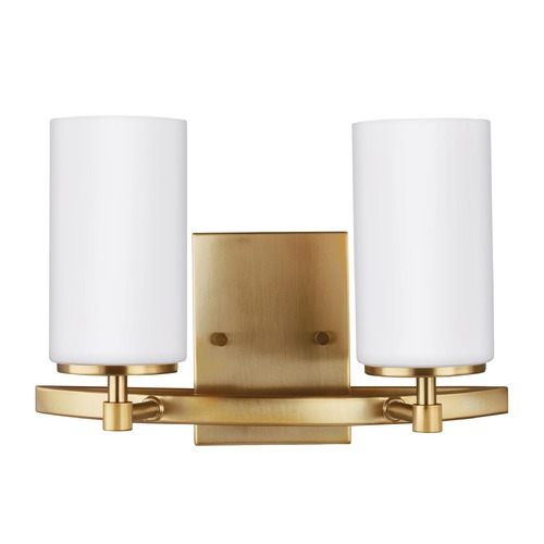 Generation Lighting Alturas 13.56-Inch Vanity Light in Satin Brass with Opal Glass 4424602-848