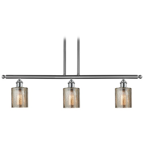 Innovations Lighting Innovations Lighting Cobbleskill Brushed Satin Nickel Island Light with Cylindrical Shade 516-3I-SN-G116