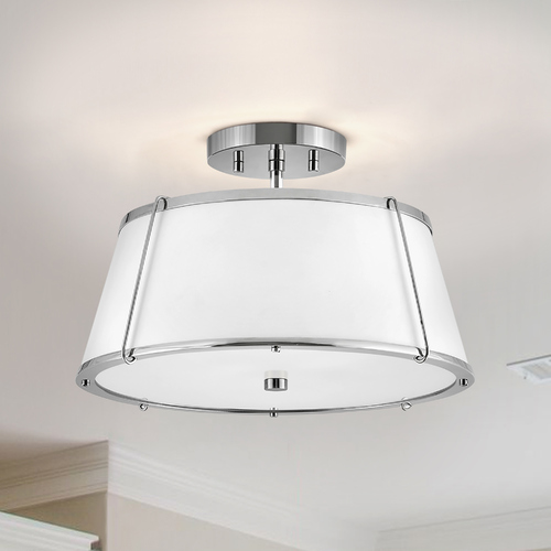 Clarke 15-Inch Semi-Flush in Polished Nickel by Hinkley Lighting