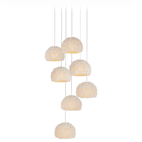 Currey and Company Virtu Silver Multi-Light Pendant with Bowl / Dome Shade