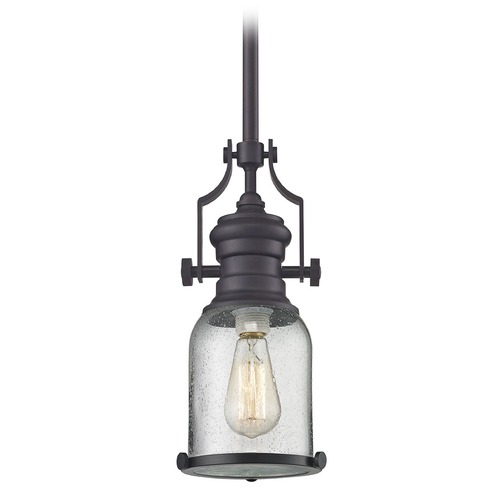 Elk Lighting Elk Lighting Chadwick Oil Rubbed Bronze Mini-Pendant Light with Bowl / Dome Shade 67722-1