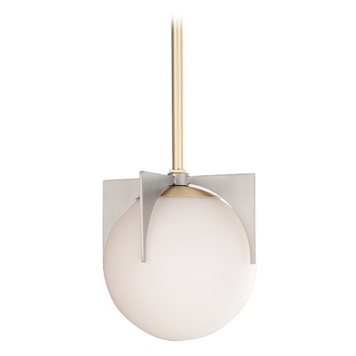 Maxim Lighting Maxim Lighting Finn Satin Brass / Brushed Platinum Mini-Pendant Light with Globe Shade 92470SWSBRBP