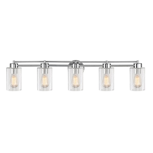 Seeded Glass Bathroom Light Chrome 5 Lt