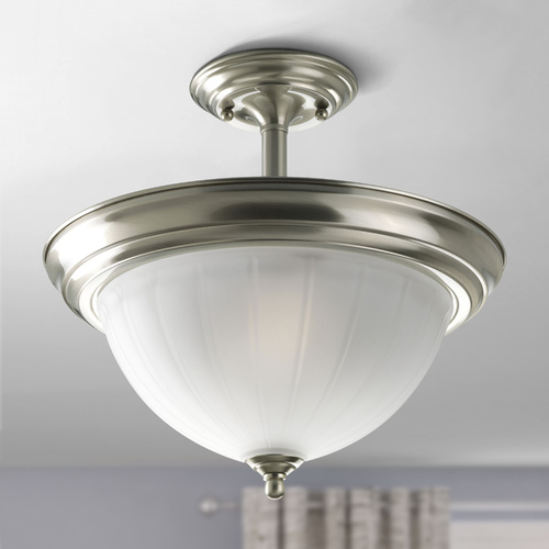 Progress Lighting Semi-Flush Mount Ceiling Light in Brushed Nickel by Progress Lighting P3876-09