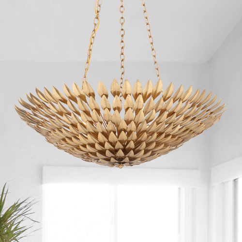 Crystorama Lighting Broche Antique Gold Pendant Light