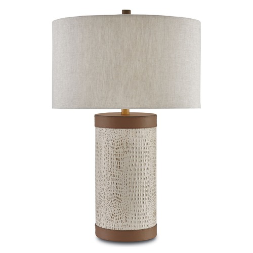 Currey and Company Baptiste Ivory/brown/brushed Brass Table Lamp with Drum Shade