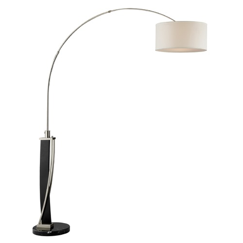 Lite Source Lighting Lite Source Estella Dark Walnut Brushed Nickel Arc Lamp with Drum Shade LS-81789