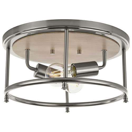 Progress Lighting Durrell Brushed Nickel & Cerused White Flushmount Light