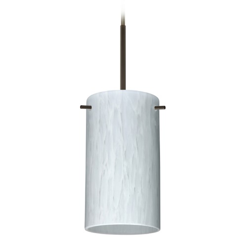 Besa Lighting Besa Lighting Stilo Bronze Mini-Pendant Light with Cylindrical Shade 1BT-440419-BR