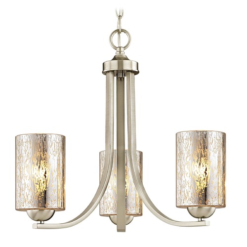 Design Classics Lighting Dalton 3-Light Chandelier in Satin Nickel with Mercury Cylinder Glass 5843-09 GL1039C