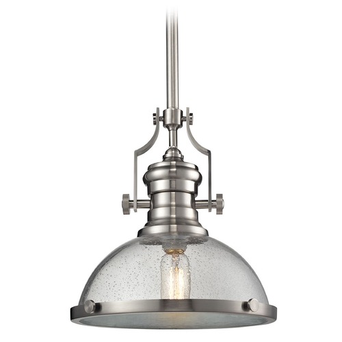 Elk Lighting Elk Lighting Chadwick Satin Nickel Pendant Light with Bowl / Dome Shade 67723-1