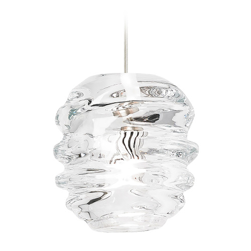 Audra Mini Pendant in Nickel & Clear by Visual Comfort Modern