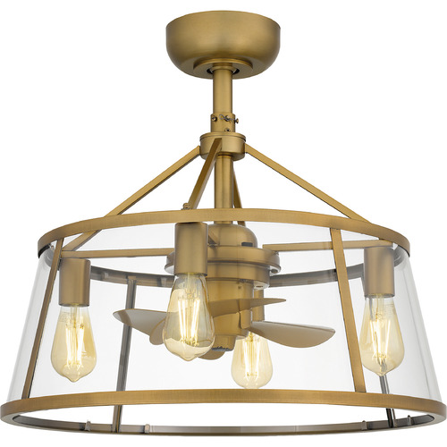 Quoizel Lighting Barlow Ceiling Fan with Light in Weathered Brass by Quoizel Lighting BAW3122WS