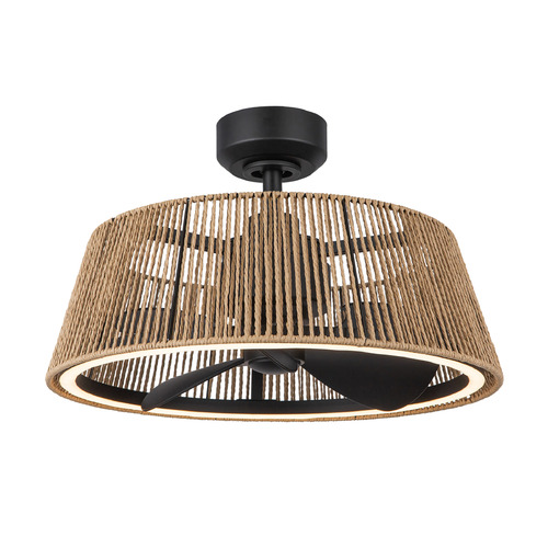 Kuzco Lighting Isla Matte Black & Braided Rope LED Ceiling Fan with Light