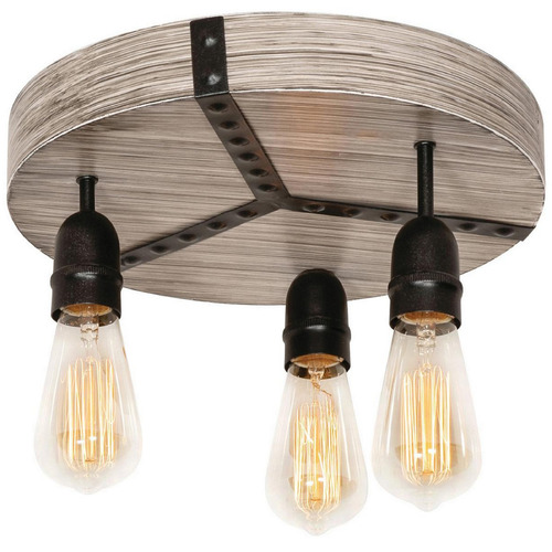 Afx Lighting Noah Distressed Grey & Black Flushmount Light