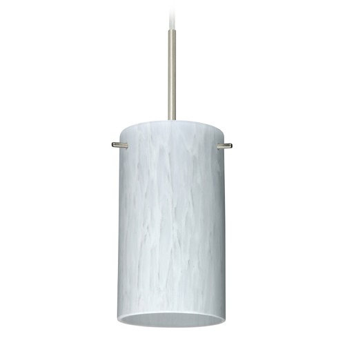 Besa Lighting Stilo Satin Nickel Mini-Pendant Light with Cylindrical Shade