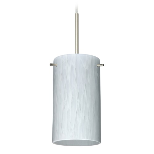 Besa Lighting Besa Lighting Stilo Satin Nickel Mini-Pendant Light with Cylindrical Shade 1BT-440419-SN