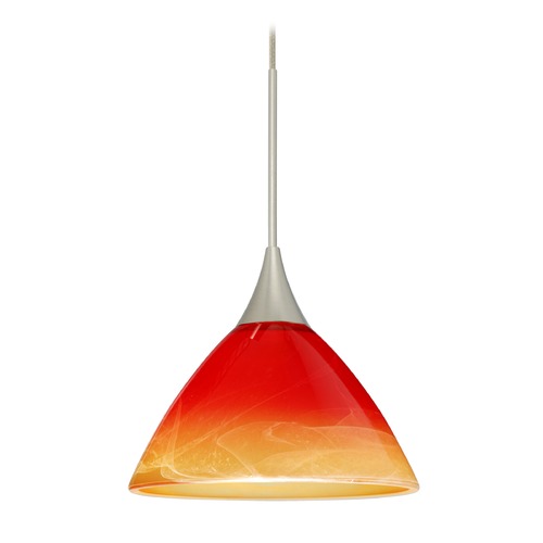 Besa Lighting Domi Satin Nickel LED Mini-Pendant Light with Bell Shade