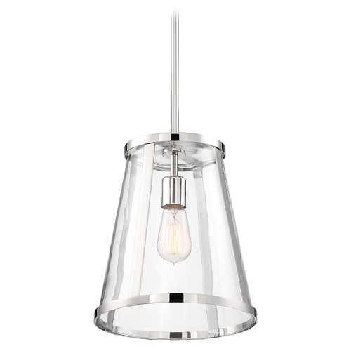 Nuvo Lighting Satco Lighting Bruge Polished Nickel Pendant Light with Conical Shade 60/6698