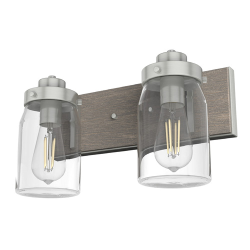 Hunter Fan Company Devon Park Brushed Nickel & Grey Wood Bathroom Light