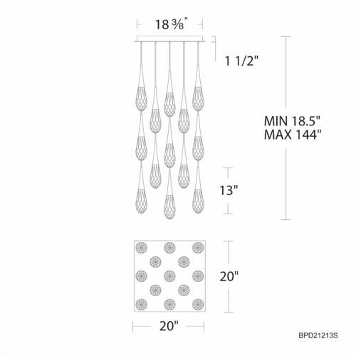 Schonbek Beyond Hibiscus Aged Brass LED Multi-Light Pendant with Teardrop Shade