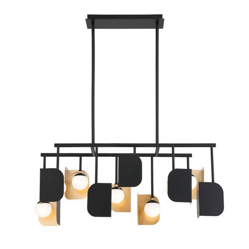 Cornice 45-Inch LED Linear Chandelier in Black & Gold by Eurofase