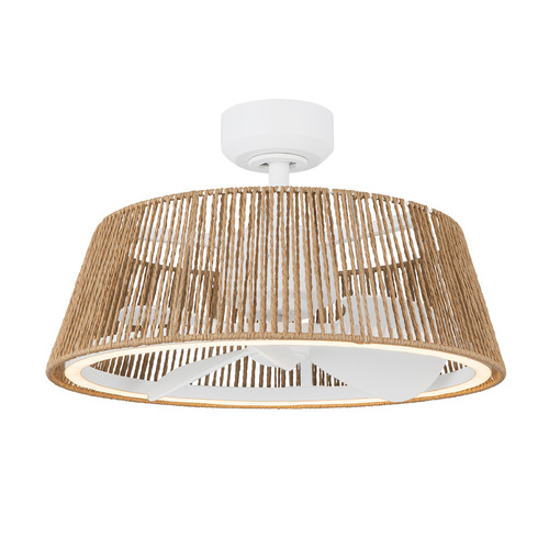 Kuzco Lighting Isla White & Braided Rope LED Ceiling Fan with Light